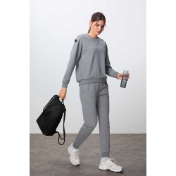 Kadın Gri O Yaka Jogger Eşofman Takımı