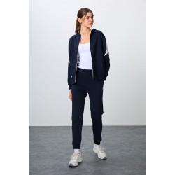 Kadın Lacivert Kapüşonlu Oversize Fit Eşofman Takım